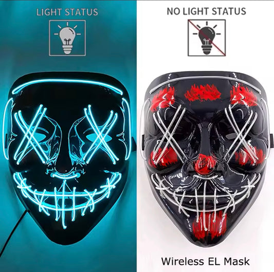 Máscara de purga LED de neón inalámbrica para Halloween.